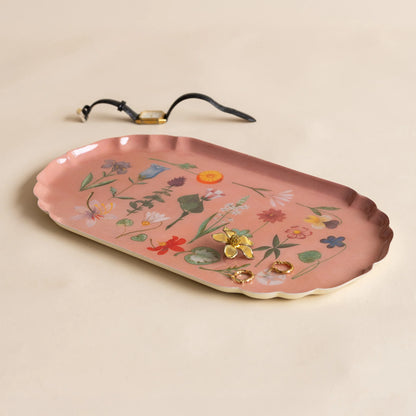 Roomytown Scalloped Edge Enamel Trinket Tray - Festival of Flowers