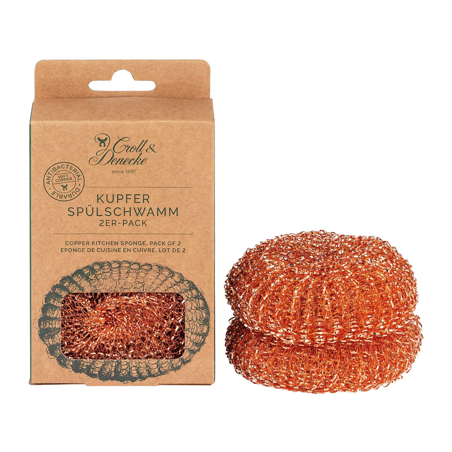 Set of 2 Copper Dish Scourers - Croll & Denecke