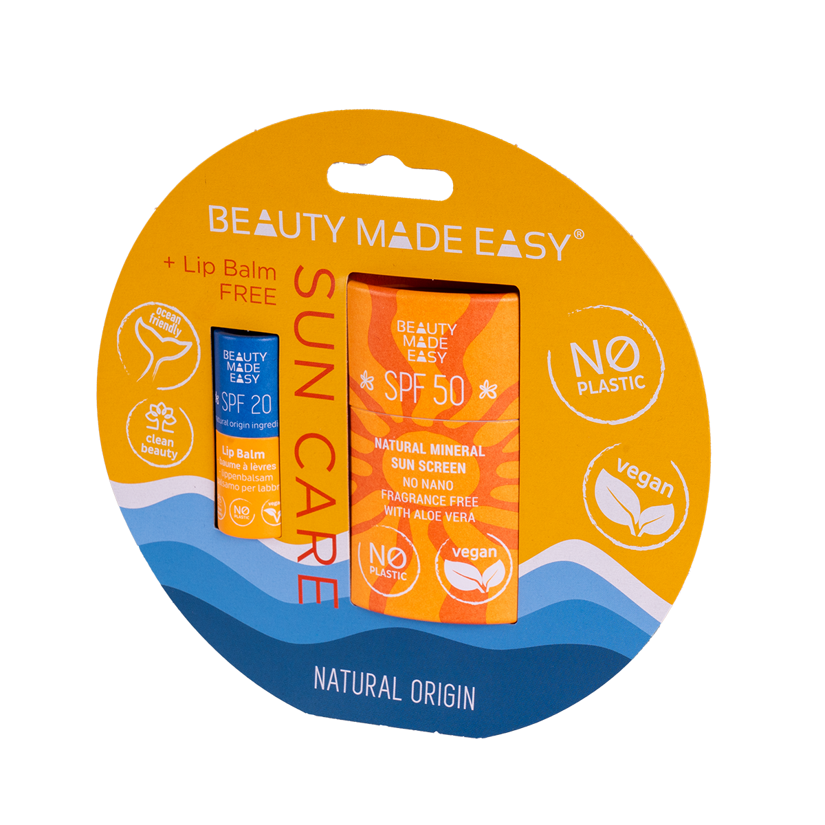 Natural Sun Care Pack - Limited Beach Edition Sunscreen SPF50 + Lip Balm SPF20