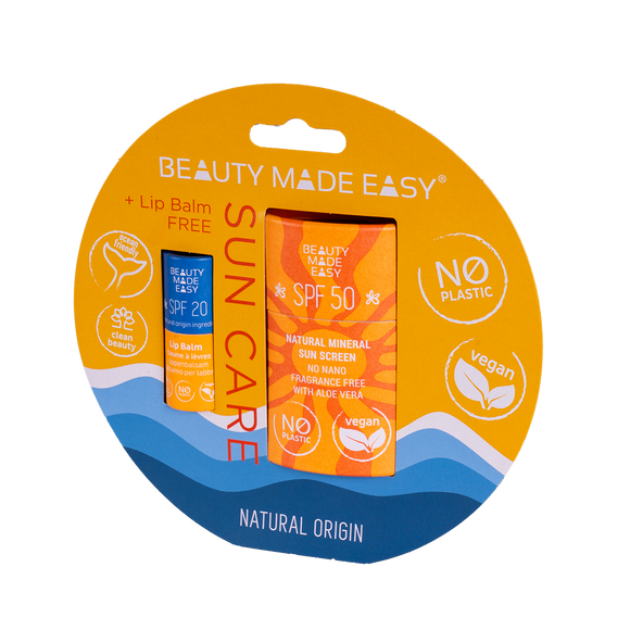 Natural Sun Care Pack - Limited Beach Edition Sunscreen SPF50 + Lip Balm SPF20