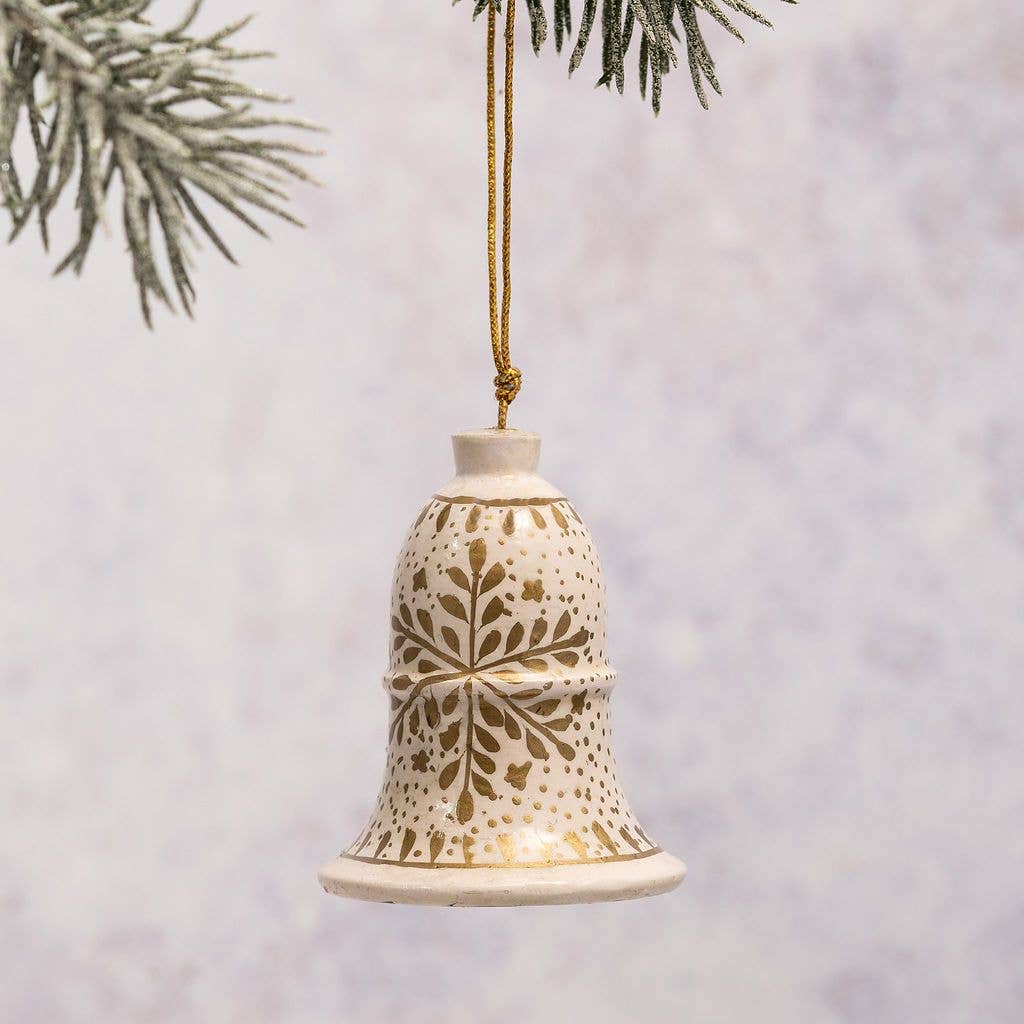 Set of 3 White Snowflake Hanging Bell