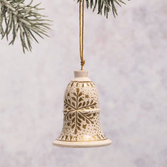 Set of 3 White Snowflake Hanging Bell