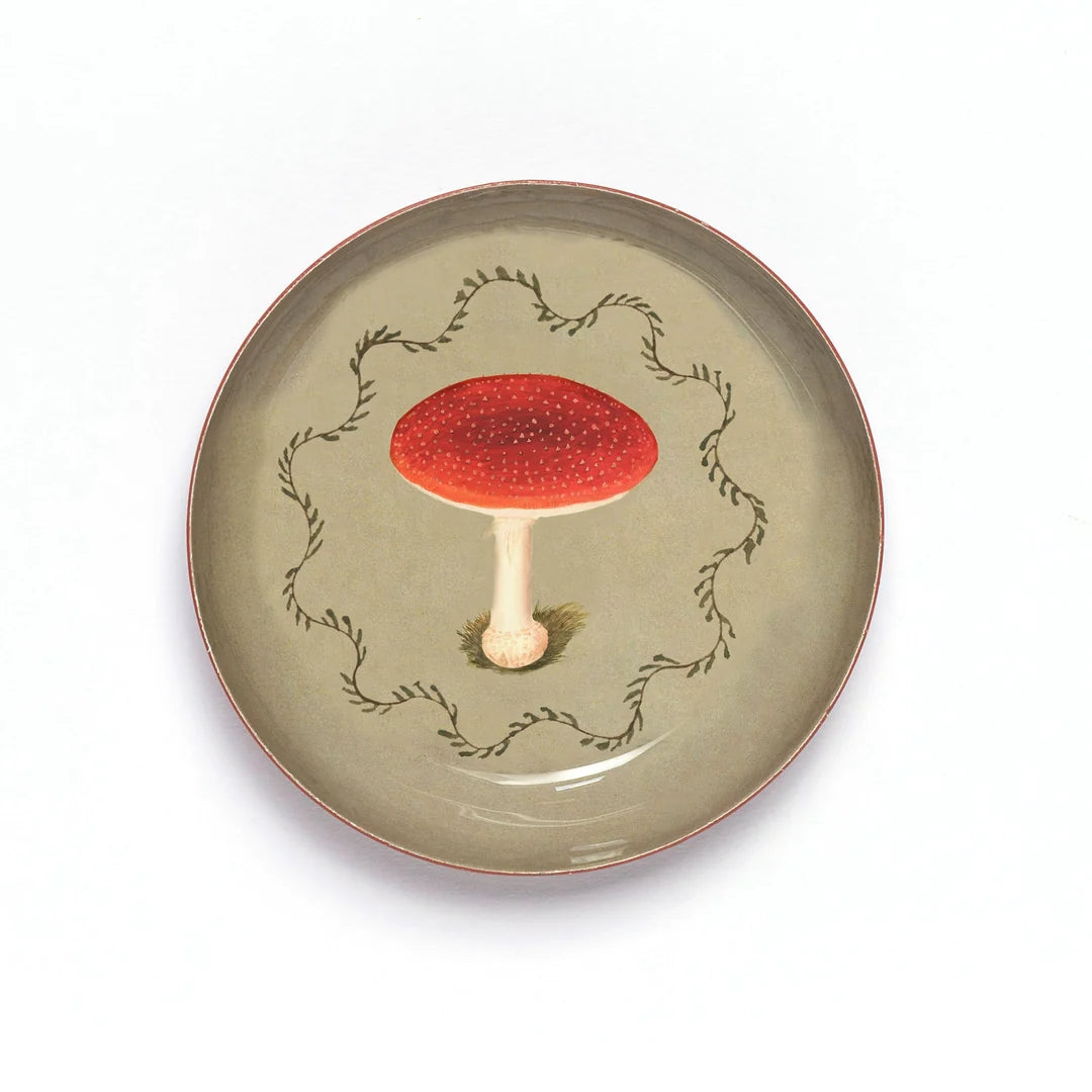 Mushroom Round Enamel Printed Tray