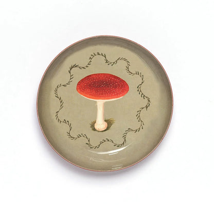 Mushroom Round Enamel Printed Tray