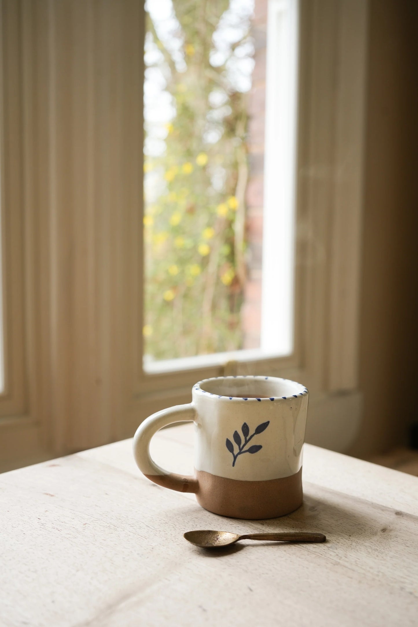 Cobalt Ink Handpainted Botanic Stoneware Mug