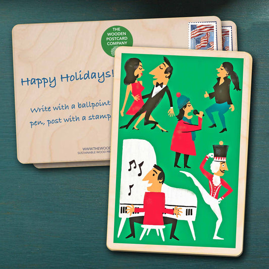 Christmas Boogie Wooden Postcard |Stocking Filler