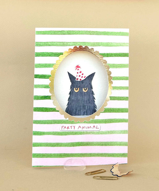 ' Party Animal Cat' Greetings Card