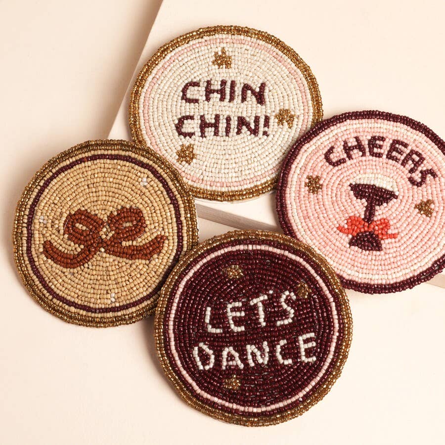 Festive Beaded Set of 4 Coasters - Create the Perfect Christmas Tablescape!