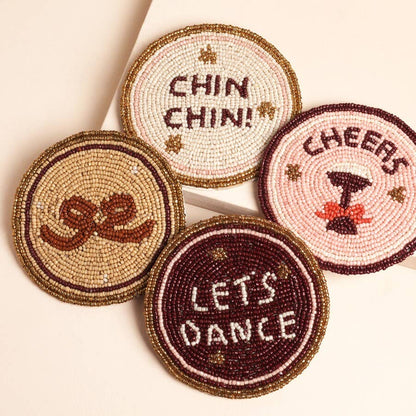 Festive Beaded Set of 4 Coasters - Create the Perfect Christmas Tablescape!