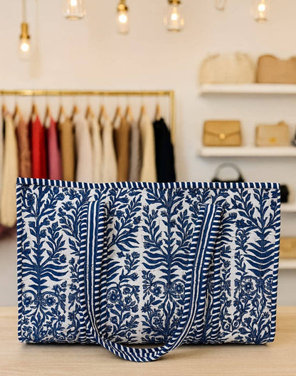 100% Cotton Kantha Quilted Boho Reversible (Small) Tote Bag