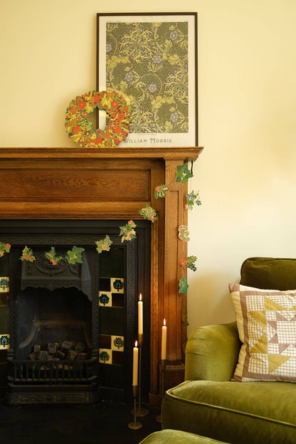 Holly and Ivy Printed Paper Sewn Garland