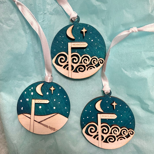 ‘Weymouth’ ‘Dorset’ or ‘Portland’ Signpost Christmas Decoration