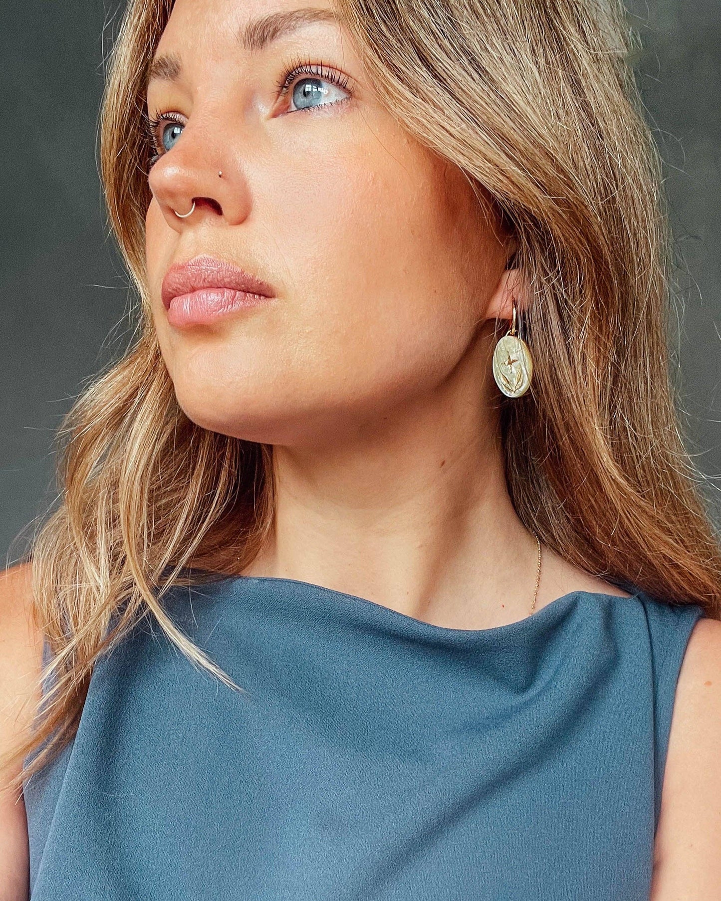 Celestial Oval Hoop Earrings