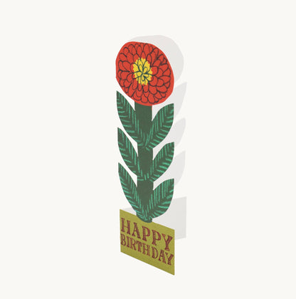 ‘Happy Birthday’ Cheery Red Tall Flower Card