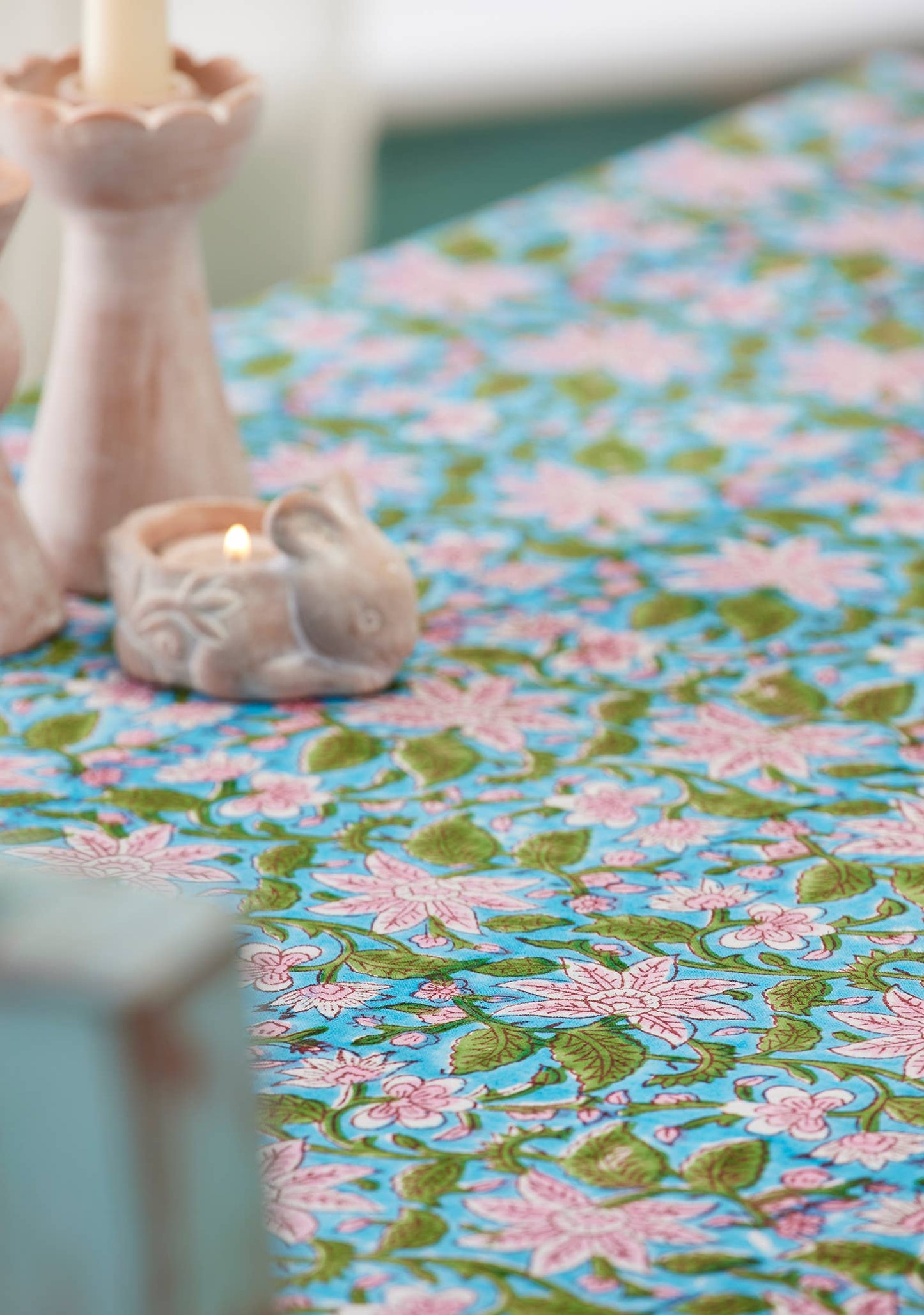 Lily Block Print Tablecloth