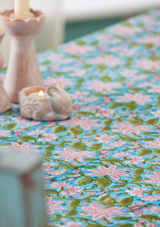 Lily Block Print Tablecloth