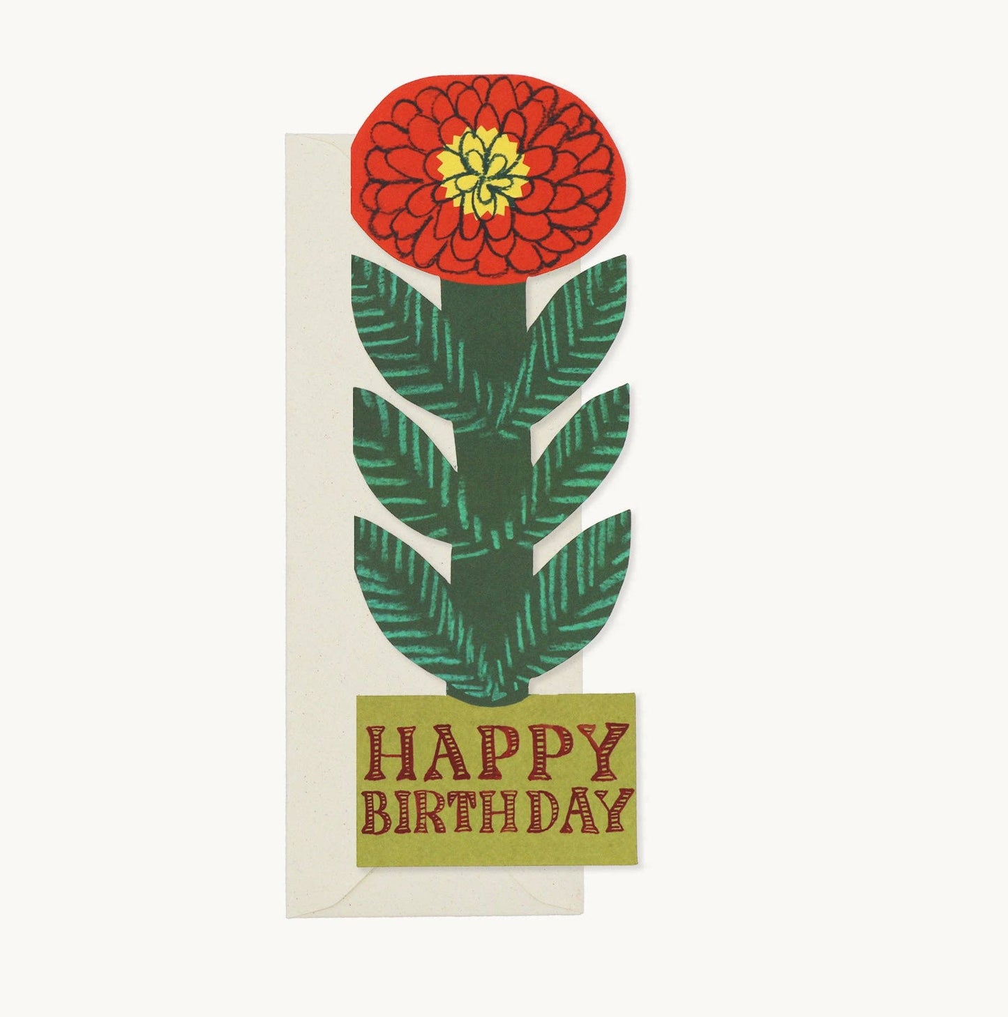 ‘Happy Birthday’ Cheery Red Tall Flower Card