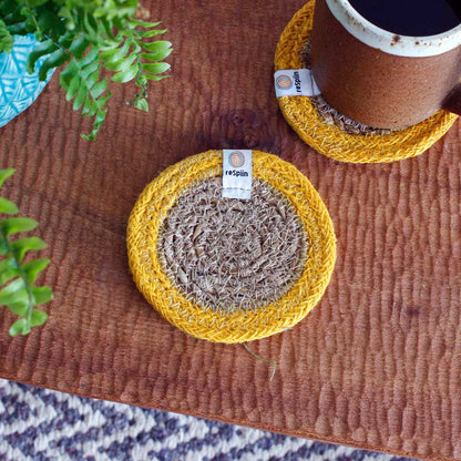 Respiin Set of 6 Seagrass & Jute Coasters - Brights