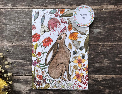 ‘Harriet Hare’ Plantable Blank Greeting Card