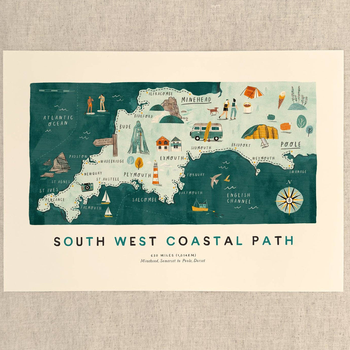 South West Coastal Path A3 Art Print