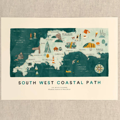 South West Coastal Path A3 Art Print