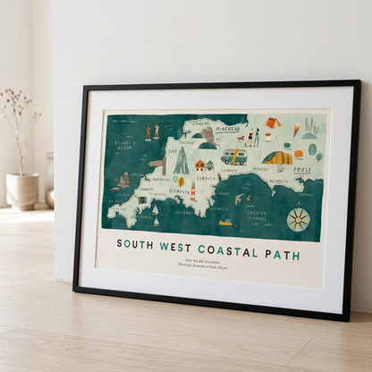 South West Coastal Path A3 Art Print