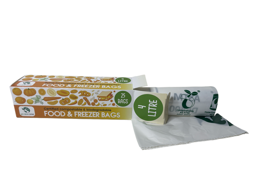 Eco Green Living Compostable Plastic Free Food & Freezer Bags 4L - 25 Bags