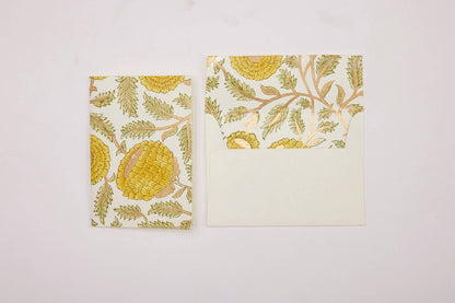 Block Print Marigold Greeting Card