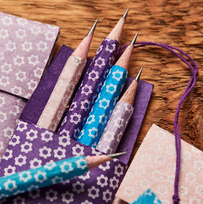5 Flower Lokta Paper Pencils In Packet