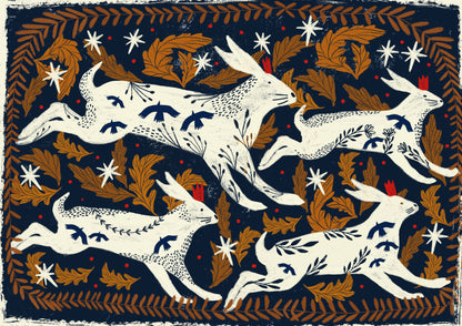 Running Hares Greeting Card