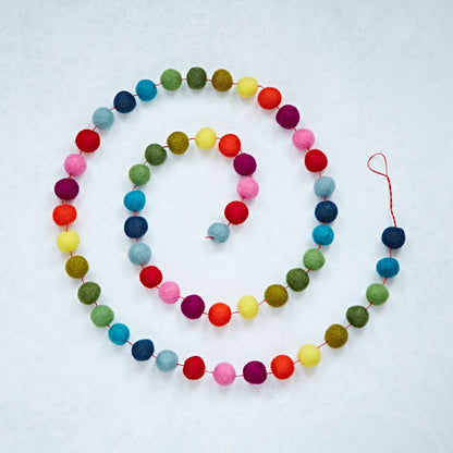 Rainbow Felt Ball Garland