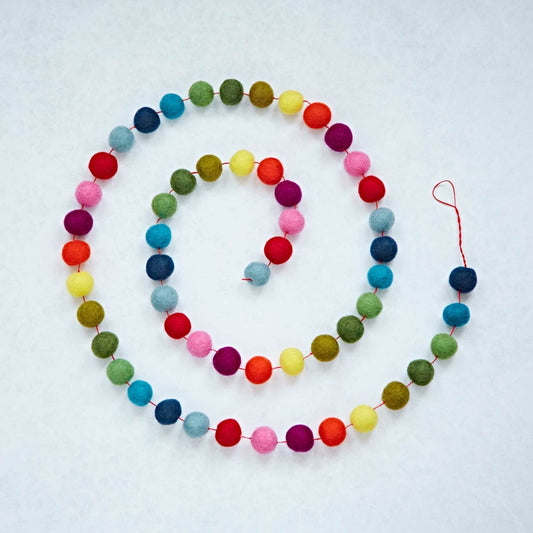 Rainbow Felt Ball Garland