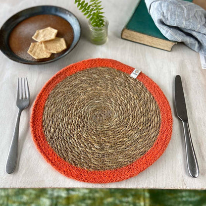 ReSpiin Set of 6 Seagrass & Jute Tablemats - Brights | Sustainable