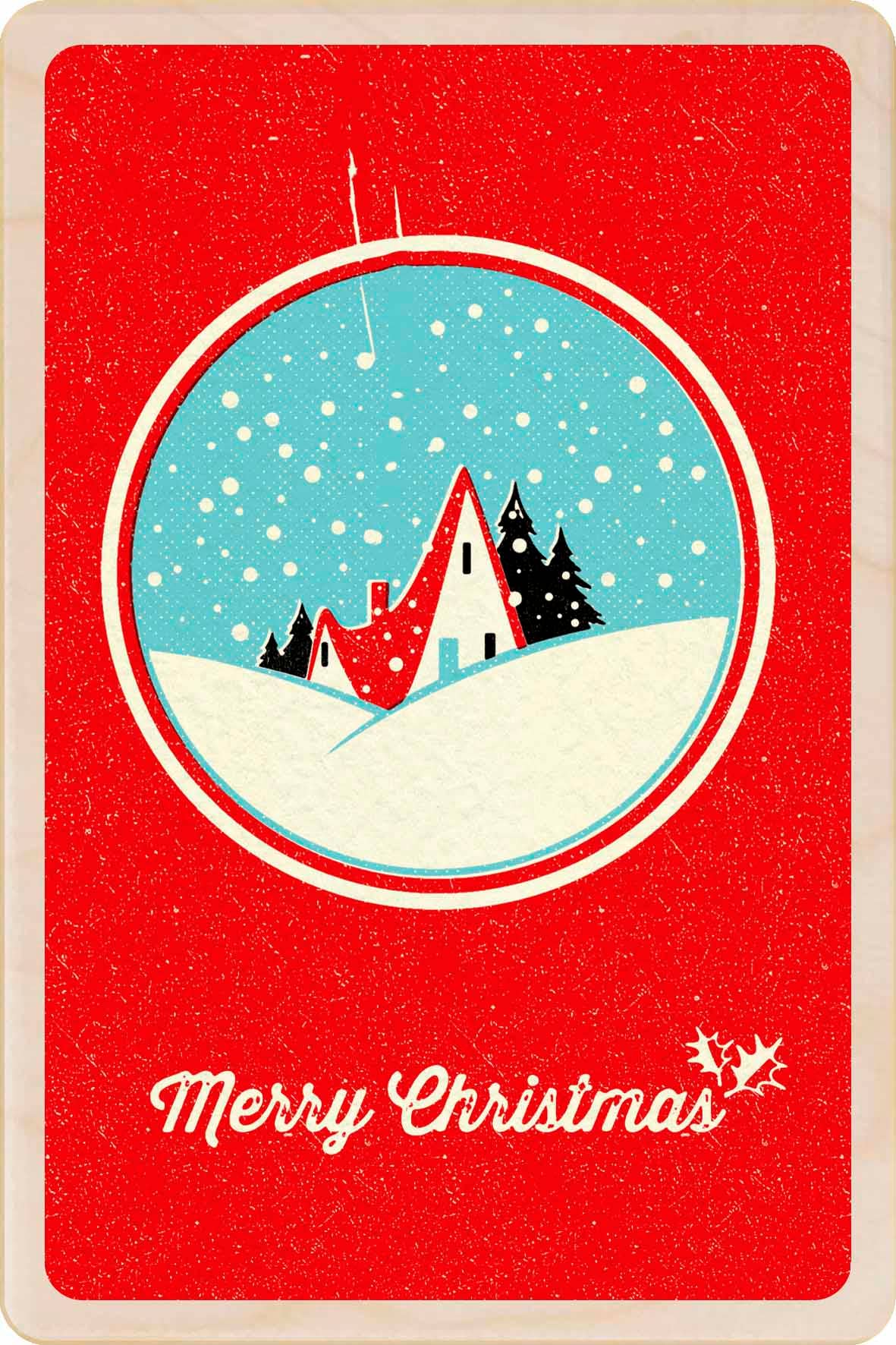 Merry Christmas Cottage Wooden Postcard |Stocking Filler