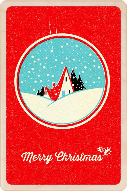 Merry Christmas Cottage Wooden Postcard |Stocking Filler