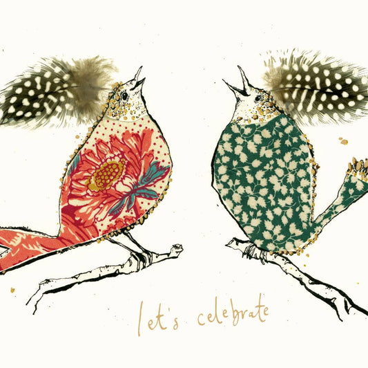 Let's Celebrate Birds Gold Foil Card