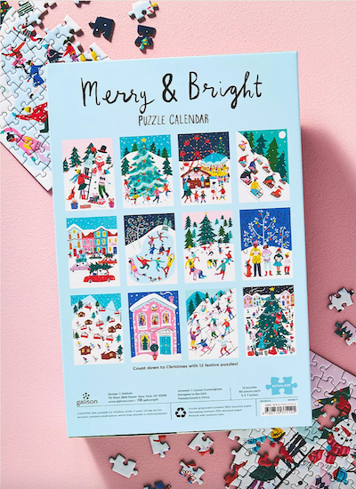 Merry and Bright 12 Days of Christmas Advent Puzzle Calendar by Louise Cunningham