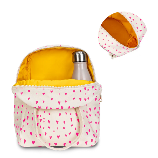 Fluf Organic Cotton Zipper Lunch Bag Tiny Hearts