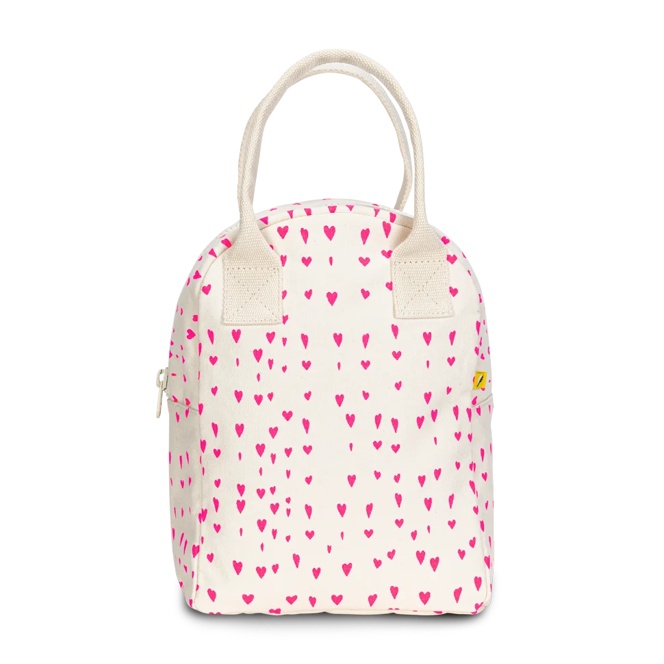 Fluf Organic Cotton Zipper Lunch Bag Tiny Hearts