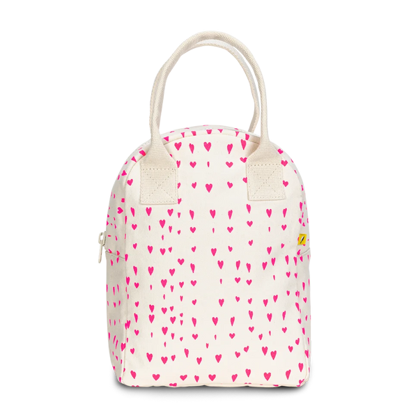 Fluf Organic Cotton Zipper Lunch Bag Tiny Hearts