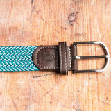 Recycled Woven Belt - Aqua Fine Weave