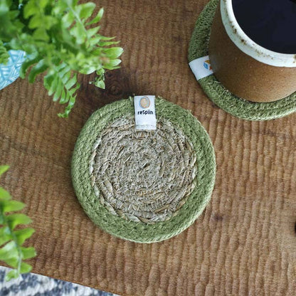 Respiin Set of 6 Seagrass & Jute Coasters - Brights