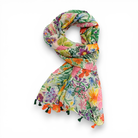 Cottage Garden Floral Print Scarf
