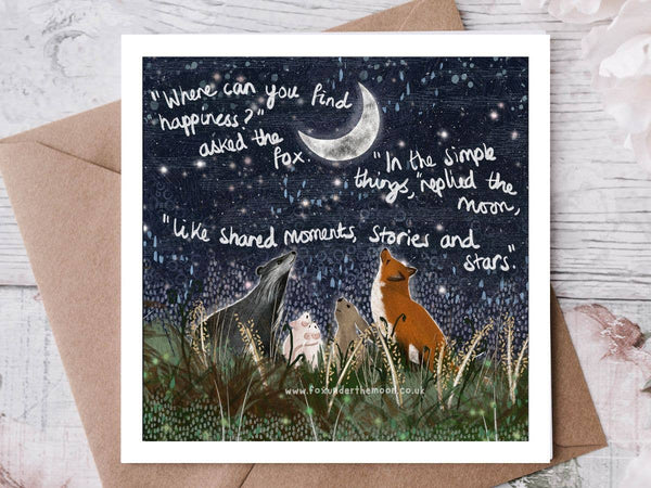 ‘Simple Things’ Greeting Card - Fox Under The Moon