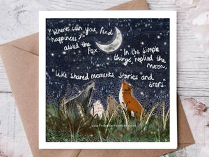 ‘Simple Things’ Greeting Card - Fox Under The Moon