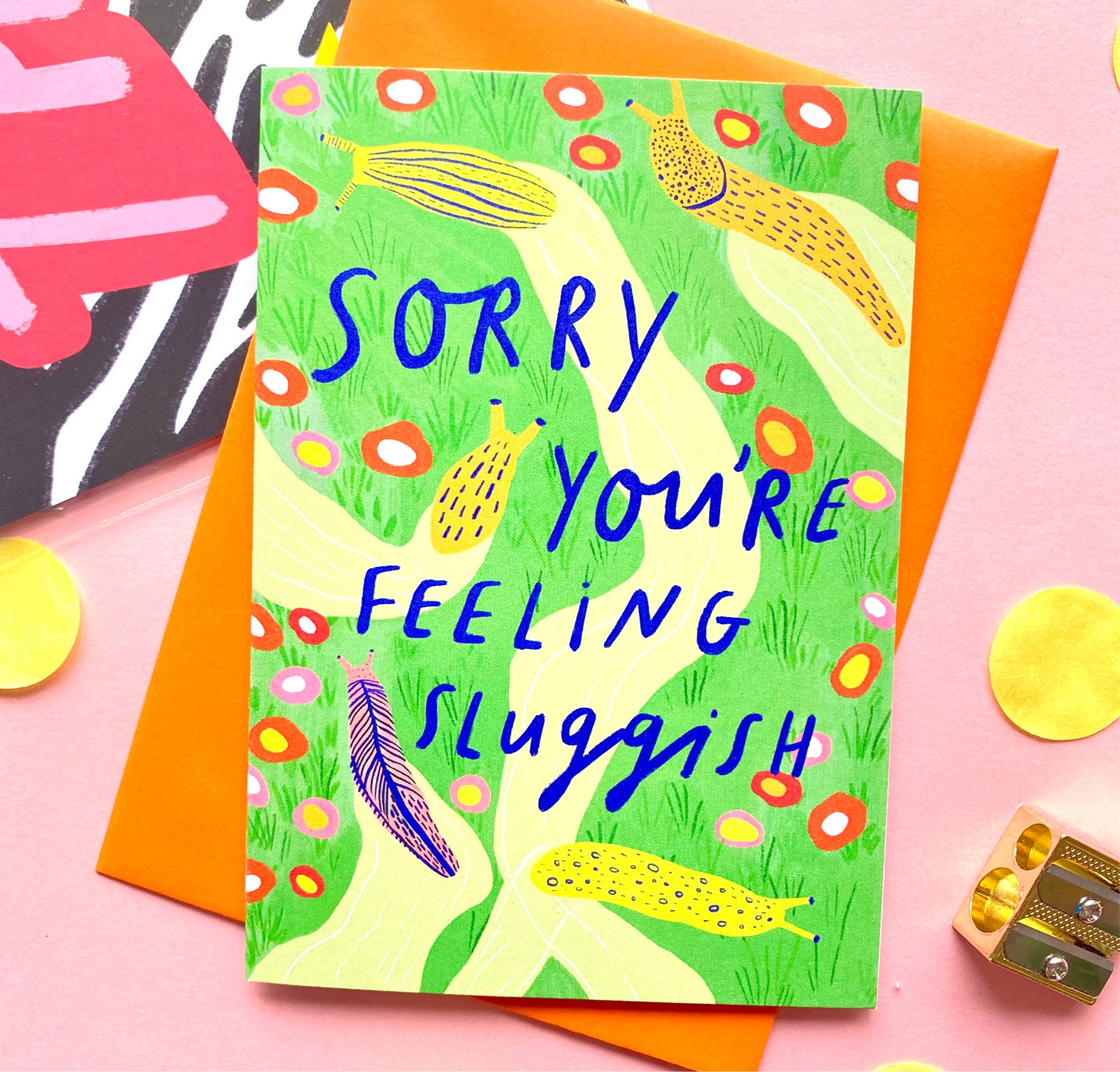 Sorry You're Feeling Sluggish Funny Get Well Soon Greetings Card