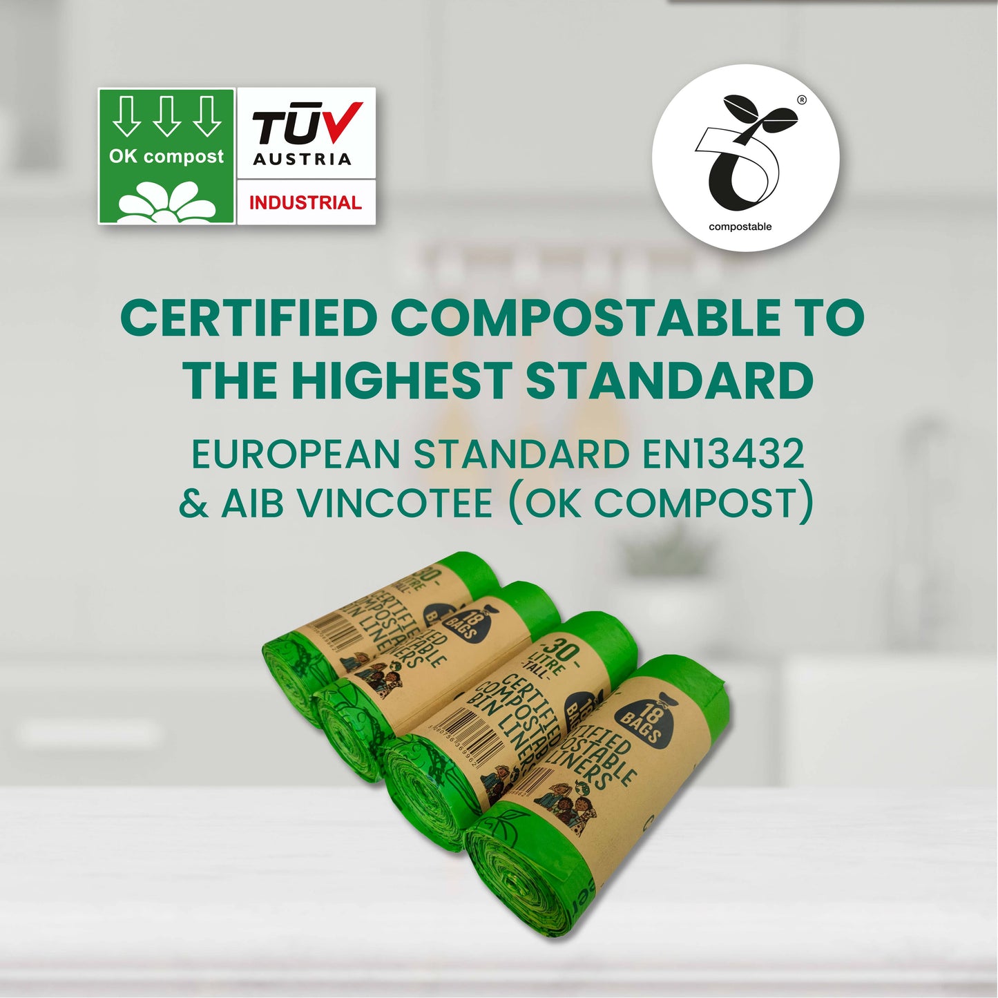 30 Litre Compostable Bin Liners – 18 bags