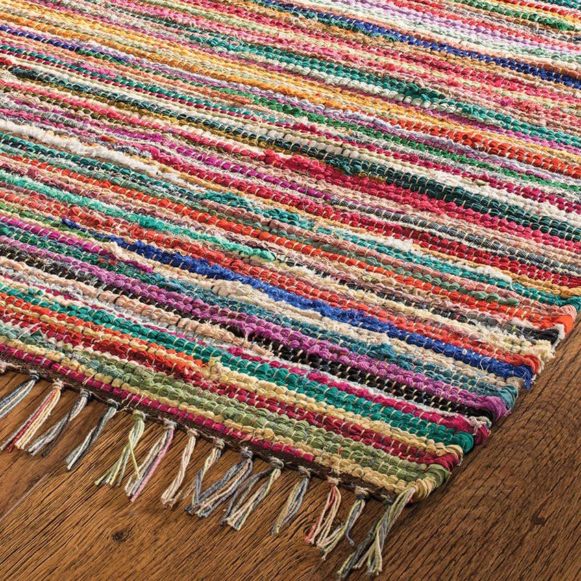 Recycled Cotton Indian Rag Rug - 75cm x 120cm