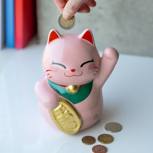 Helio Ferretti Pink Money Box Lucky Cat