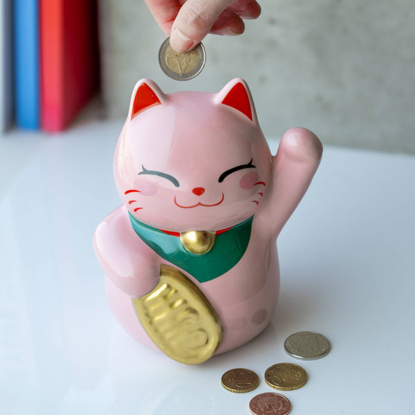 Helio Ferretti Pink Money Box Lucky Cat